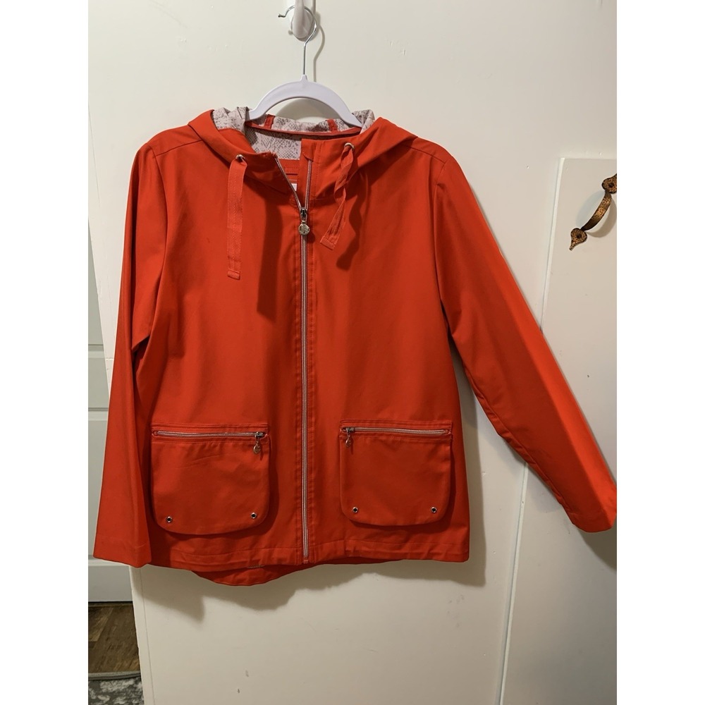 Bernardo Jacket Womens Size M Red Wind Rain Outdoors‎ Hood Lightweight Casual